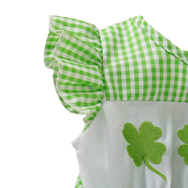 （Pre Order）Toddler Girls St.Patrick's Day Shamrock Embroidery Romper