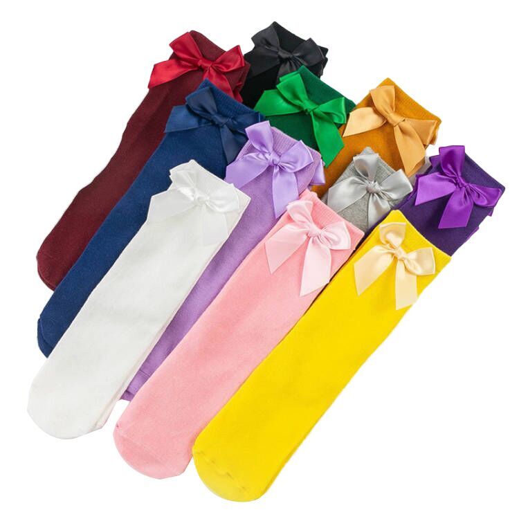 （Pre Order）Girls Solid Color Bow Socks