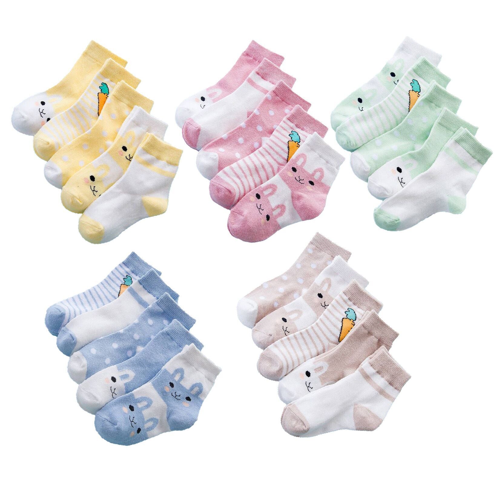 （Pre Order）5 Pairs of Girls Easter Bunny Jacquard Socks