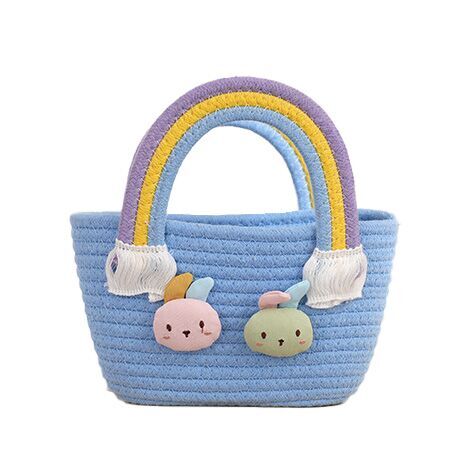 （Pre Order）Girls Easter Bunny Cotton Rope Woven Carrying Basket