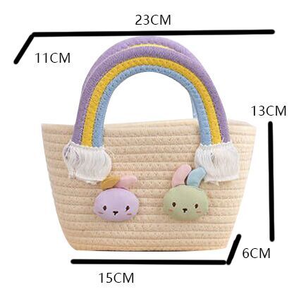 （Pre Order）Girls Easter Bunny Cotton Rope Woven Carrying Basket