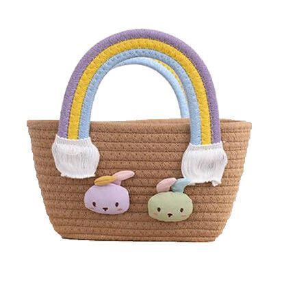 （Pre Order）Girls Easter Bunny Cotton Rope Woven Carrying Basket