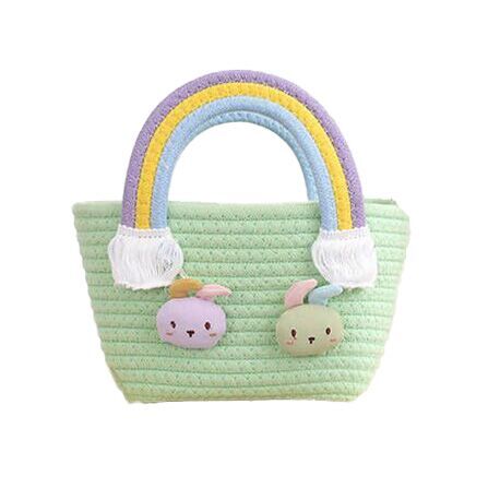 （Pre Order）Girls Easter Bunny Cotton Rope Woven Carrying Basket