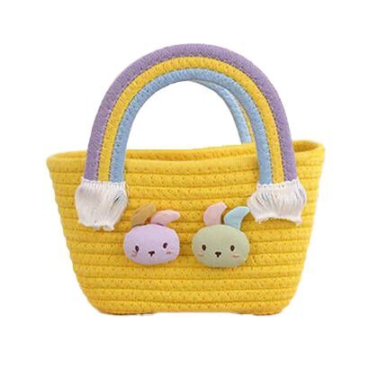 （Pre Order）Girls Easter Bunny Cotton Rope Woven Carrying Basket