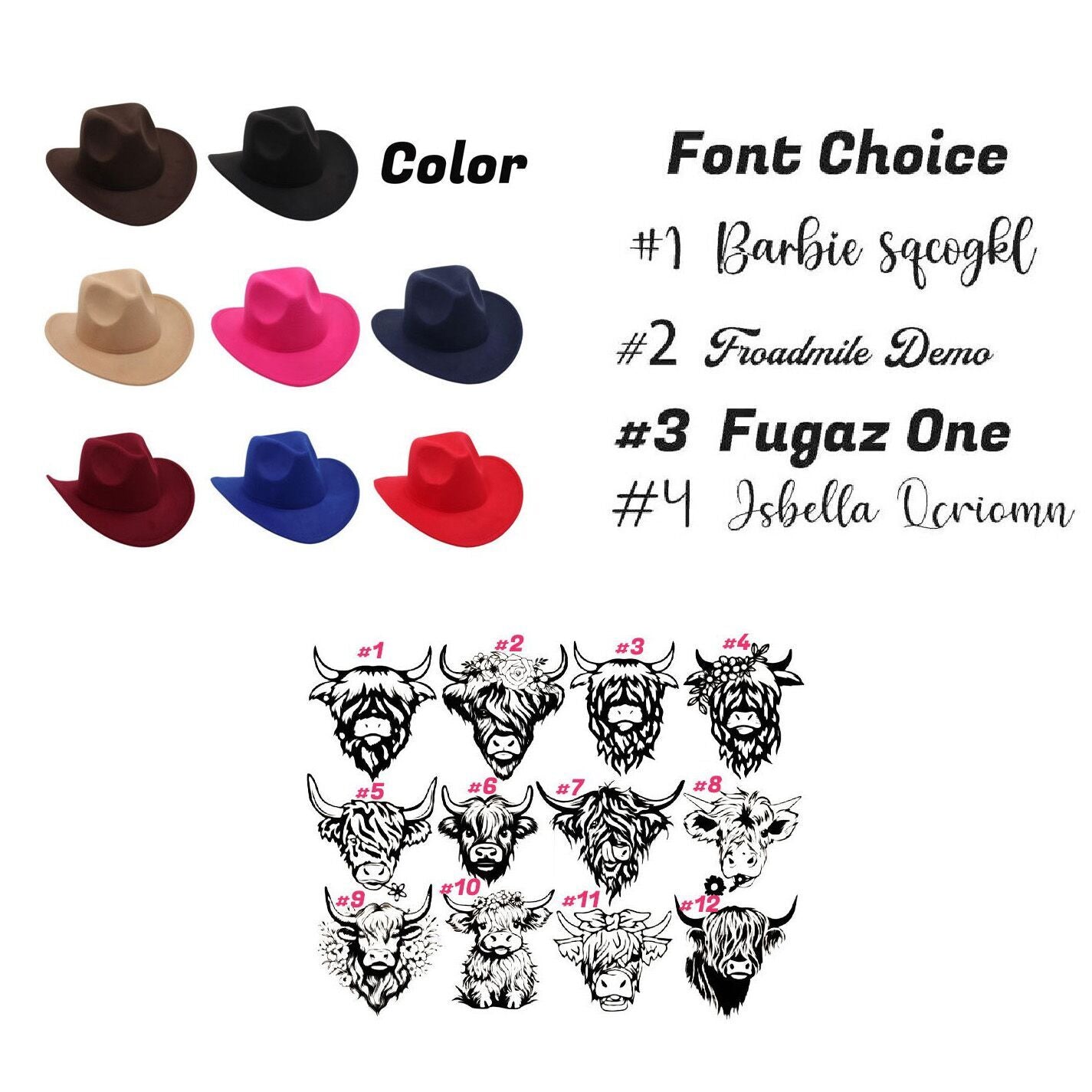 （Pre Order）Personalized Cowboy Hat with Printed Name - Custom Hat for Kids＆Adults