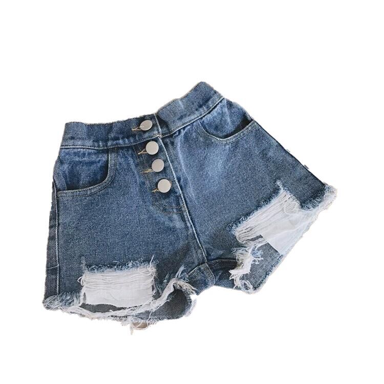 （Pre Order）Girls Stylish Ripped Denim Shorts