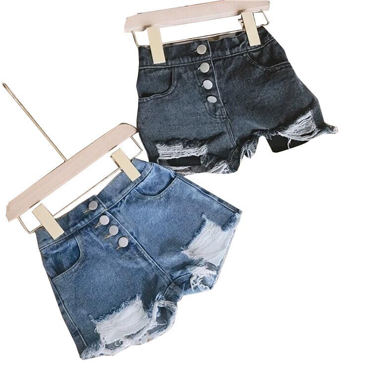 （Pre Order）Girls Stylish Ripped Denim Shorts