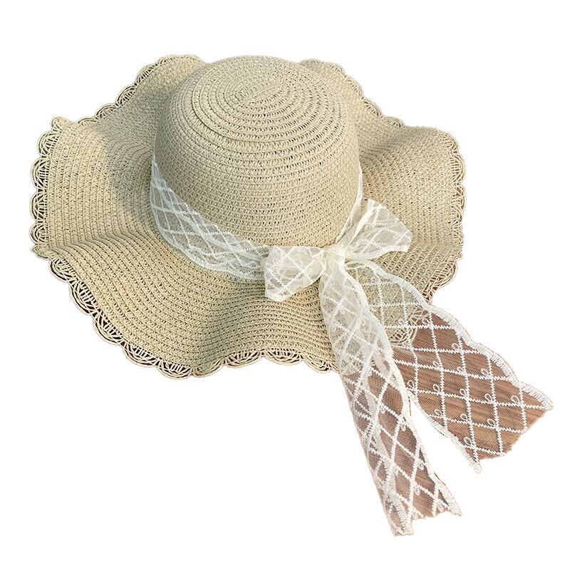 （Pre Order）Adults Summer Bow Lace Straw Hat