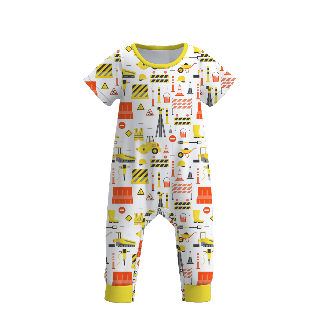 Baby Boy's Digger Truck Print Romper