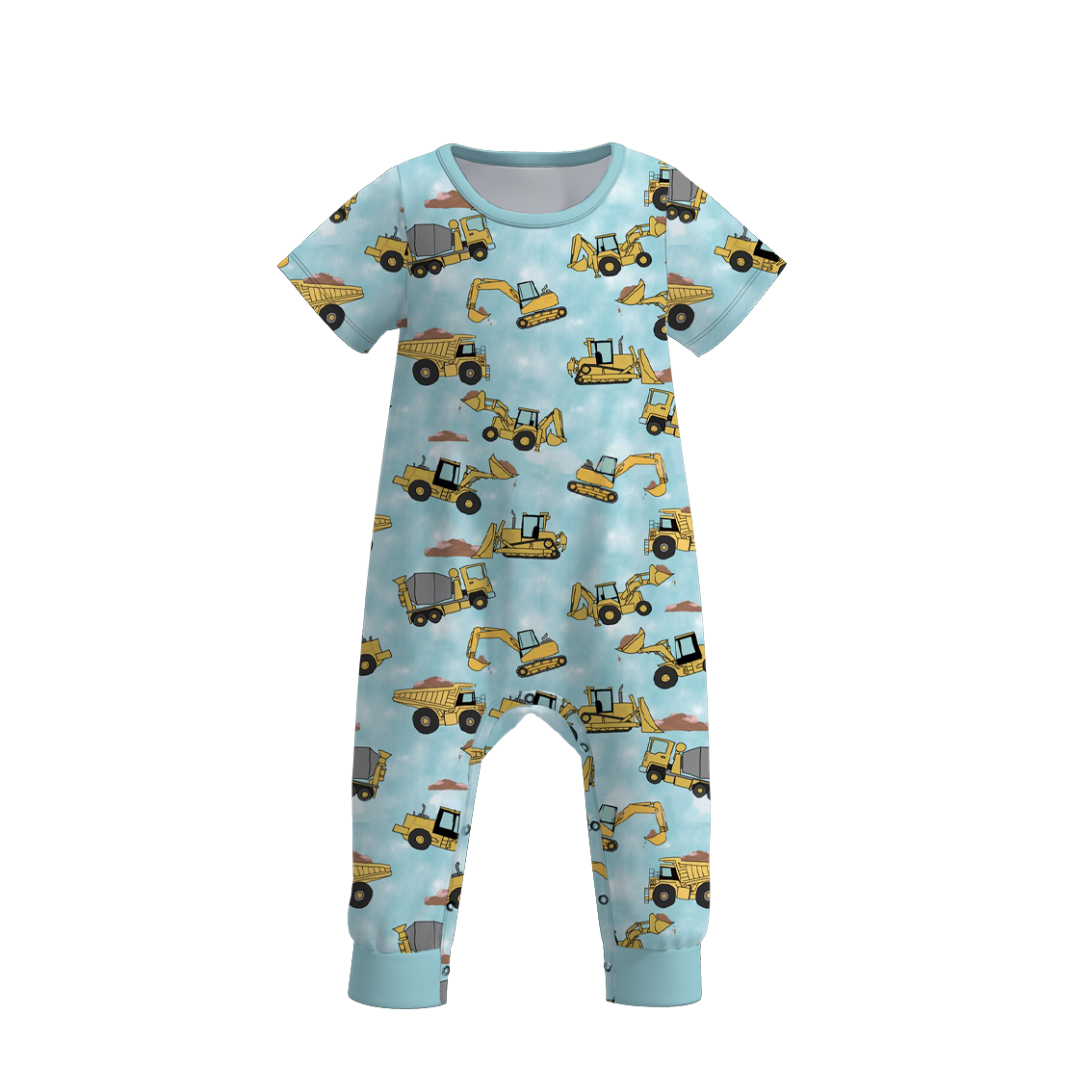 Baby Boy's Digger Truck Print Romper