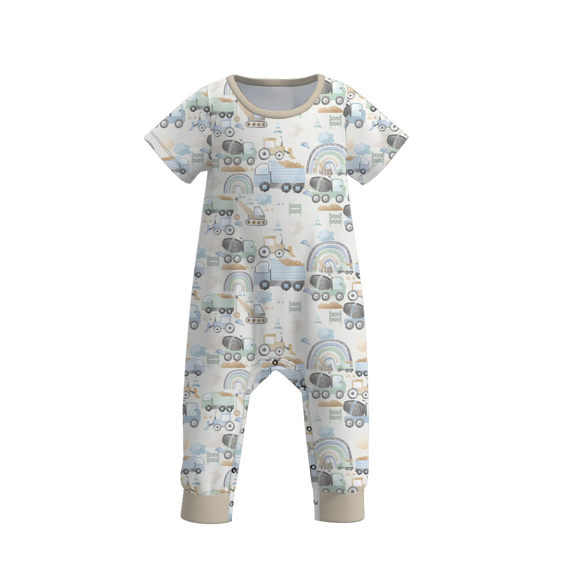 Baby Boy's Digger Truck Print Romper