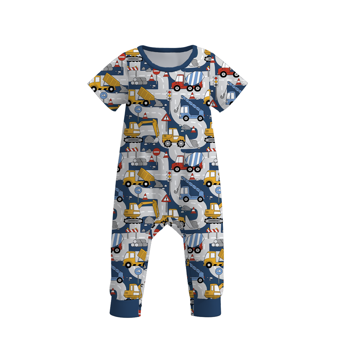 Baby Boy's Digger Truck Print Romper