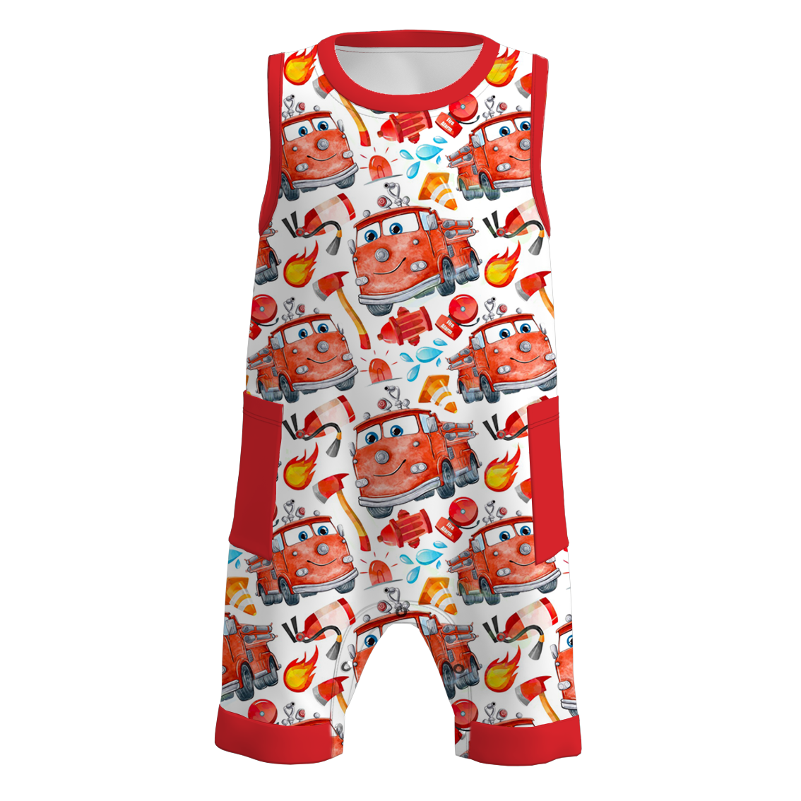 （Pre Order）Boys Summer Cars Pixar Print Pocket Sleeveless Romper