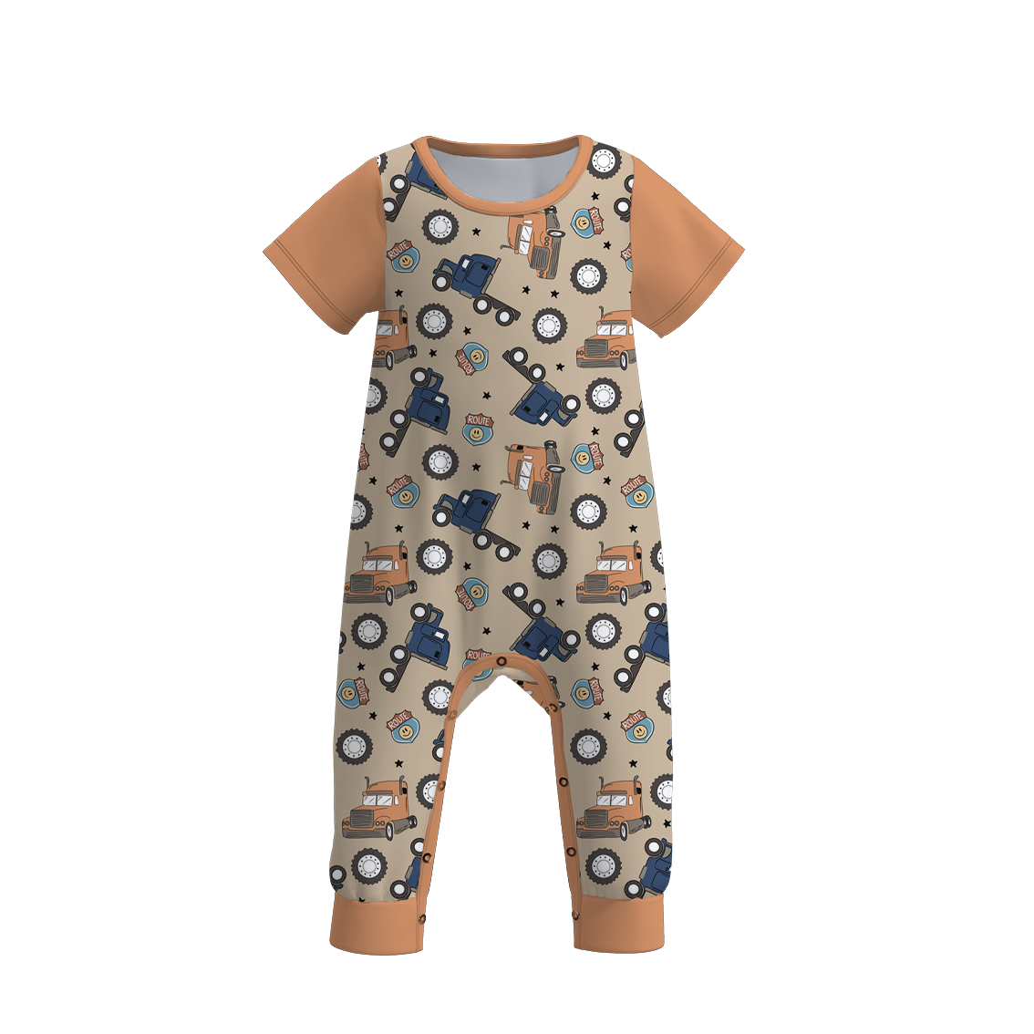 （Pre Order）Baby Boys Summer Truck Father's Day Print Romper