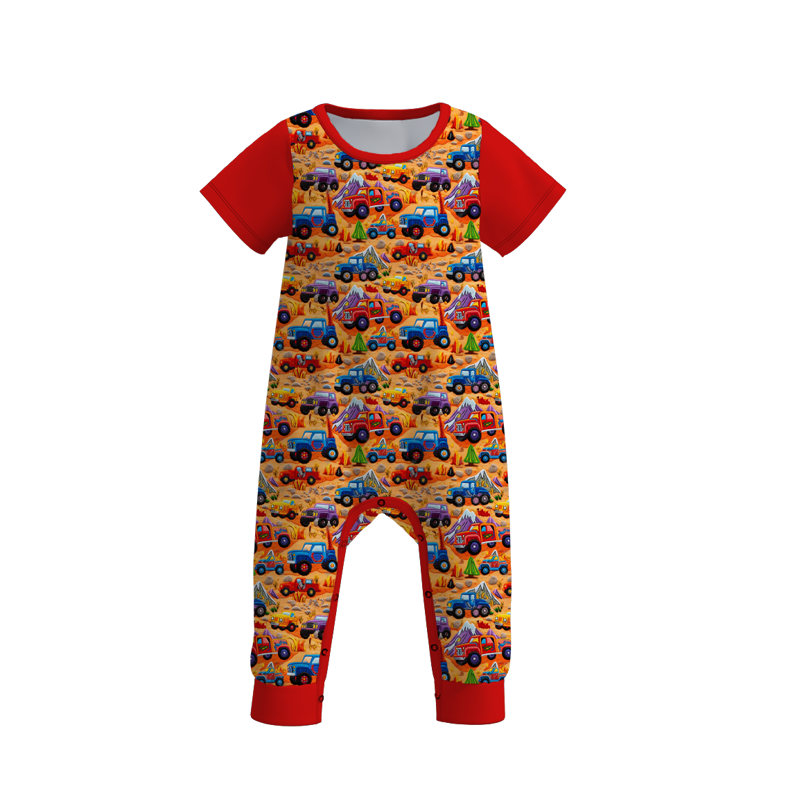 （Pre Order）Baby Boys Summer Truck Father's Day Print Romper