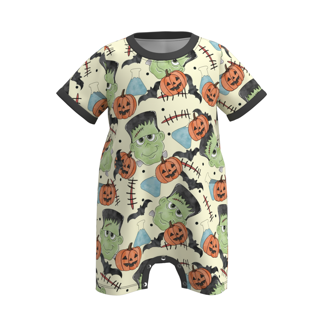 （Pre Order）Baby Boys Halloween Cartoon Print Romper