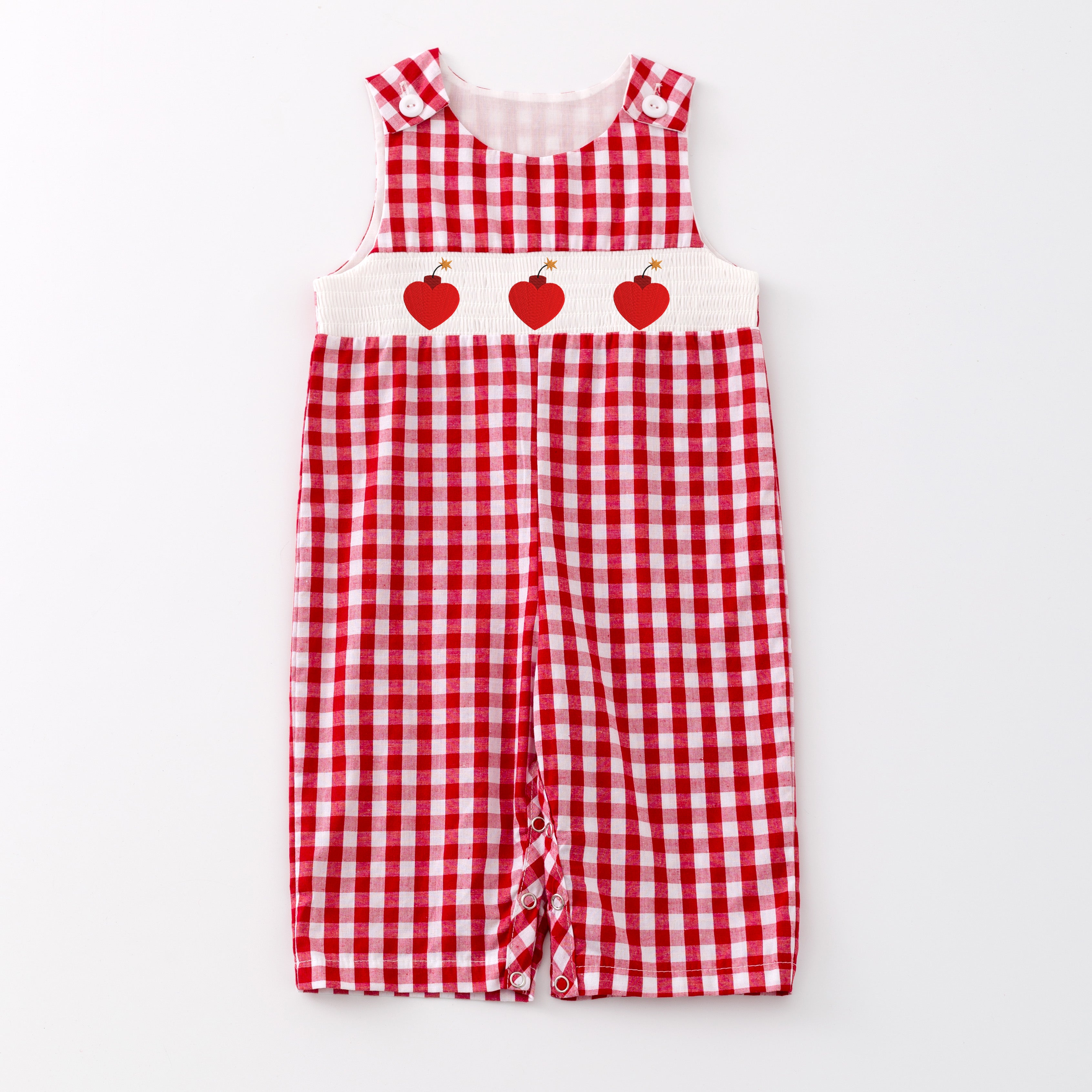 （Pre Order）Girls and Boys Valentine's Day Embroidery Smocked Dress Romper Outfit