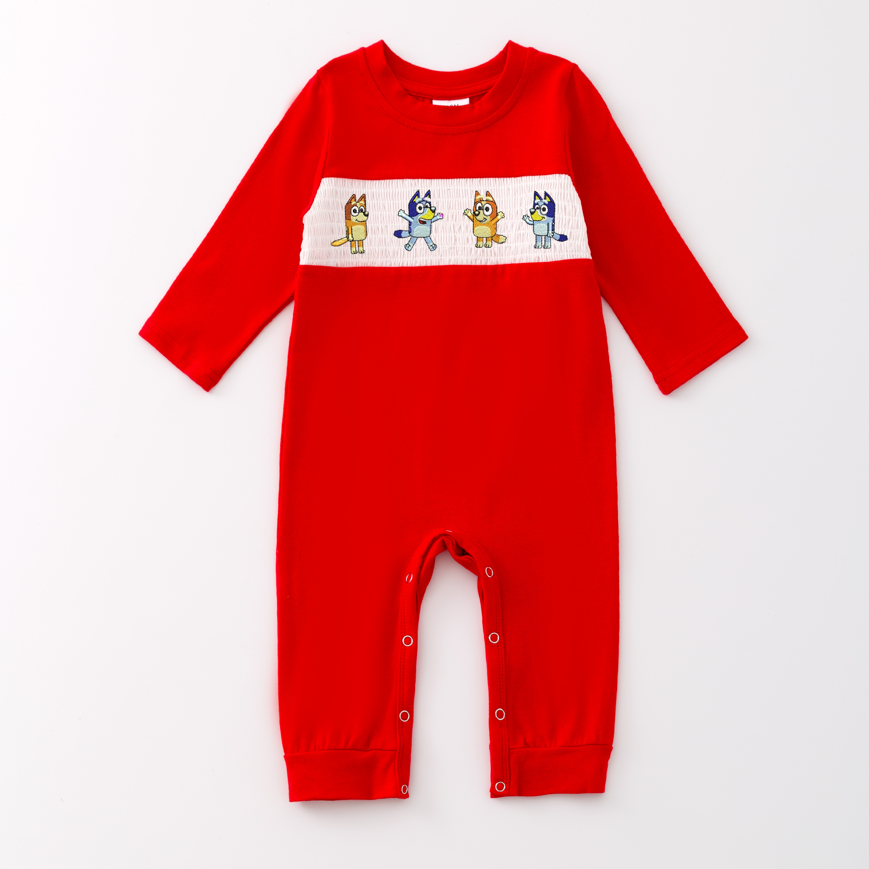 （Pre Order）Baby Boys Christmas Embroidery Smocked Romper