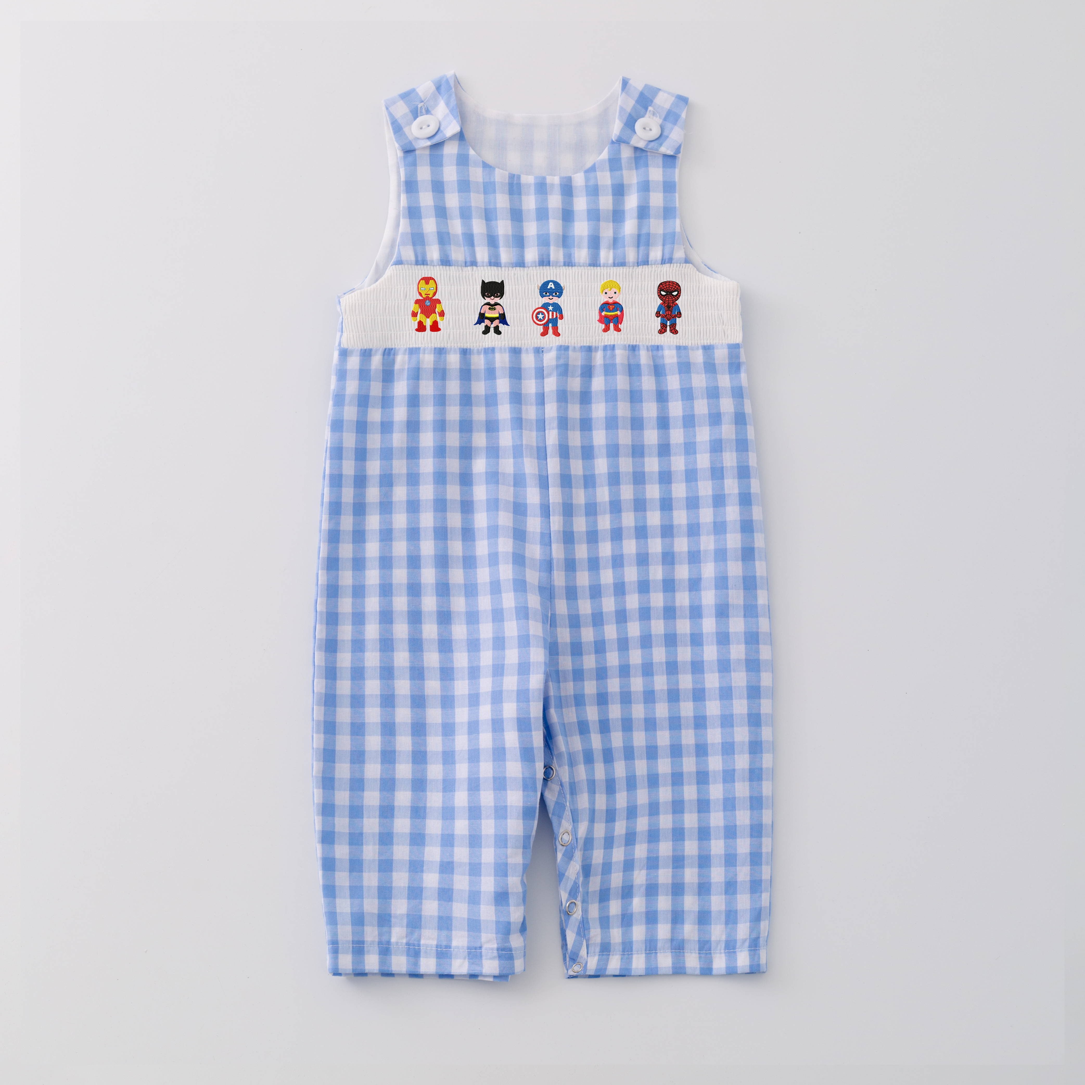 （Pre Order）Girls and Boys Spring Cartoon Character Embroidery Smocked Dress Romper Outfit