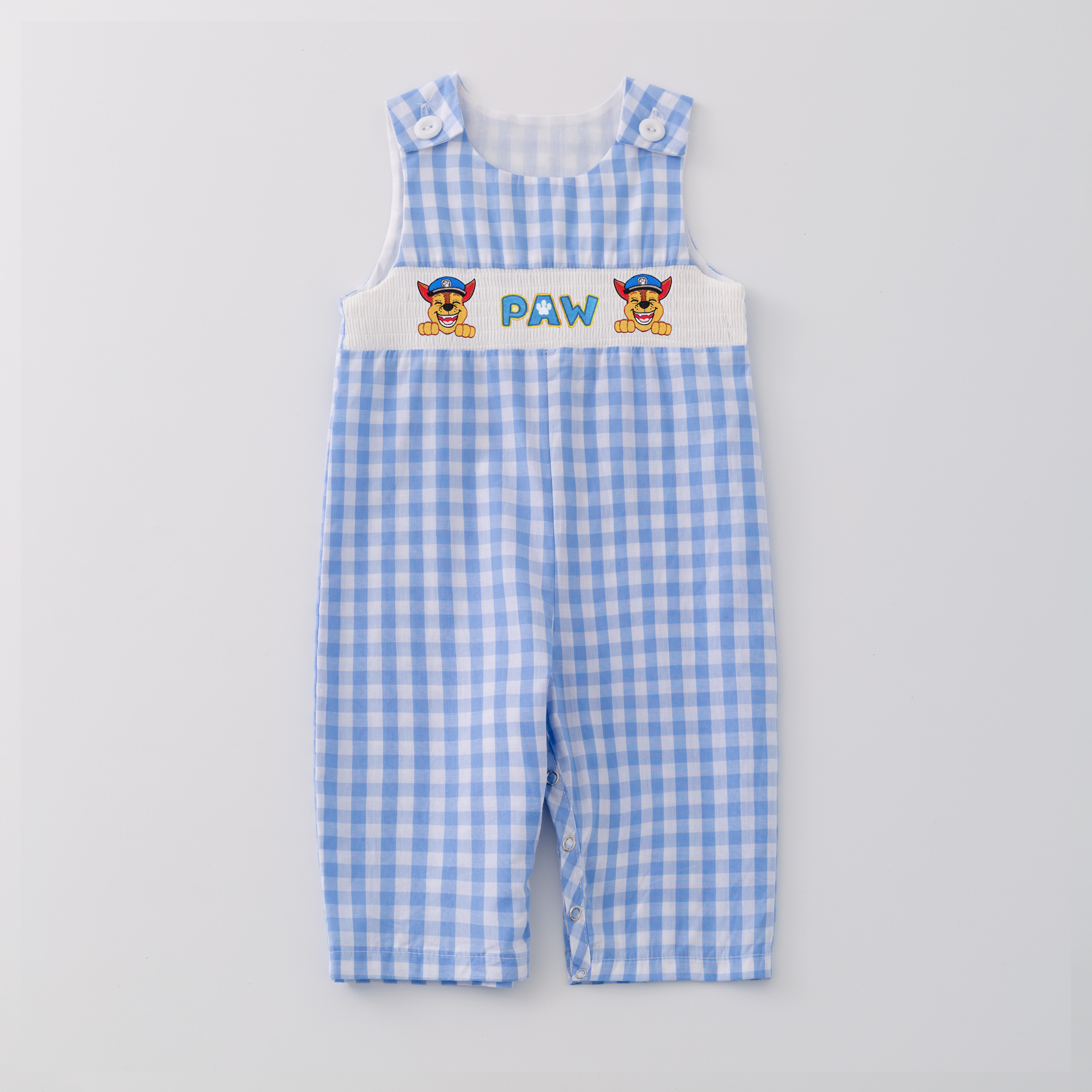 （Pre Order）Girls and Boys Spring Cartoon Character Embroidery Smocked Dress Romper Outfit