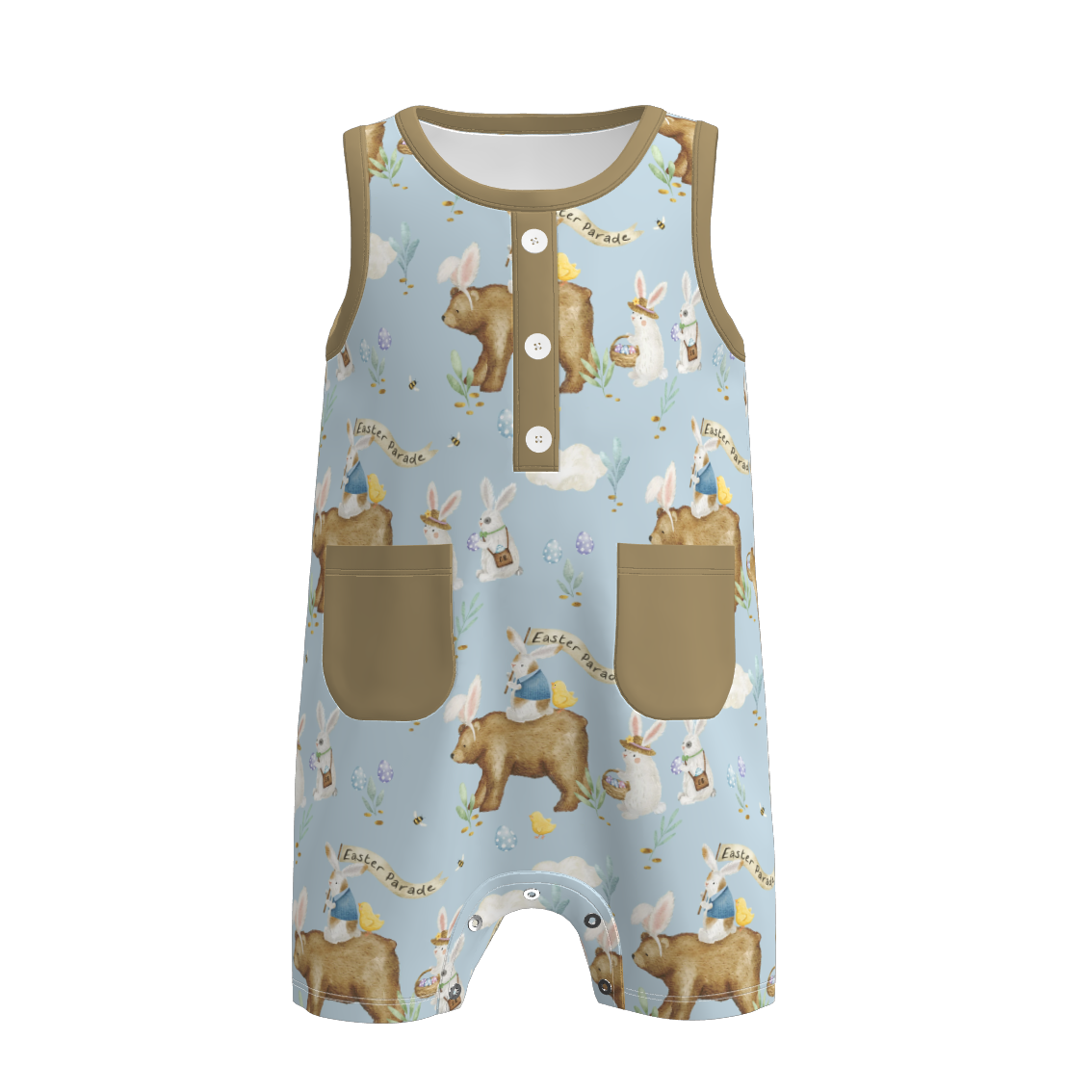 （Pre Order）Toddler Boys Easter Bunny＆Farm Print Romper