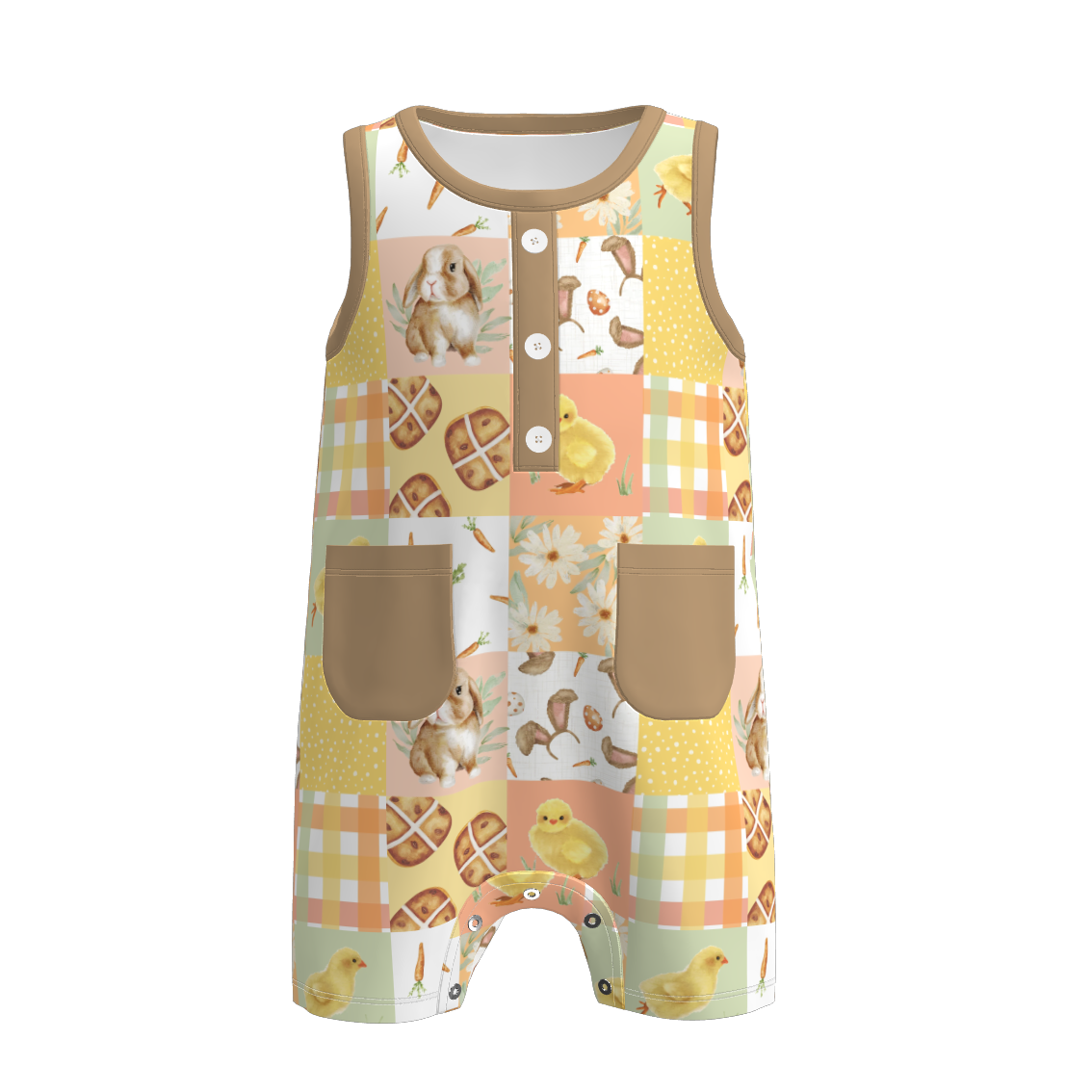 （Pre Order）Toddler Boys Easter Bunny＆Farm Print Romper