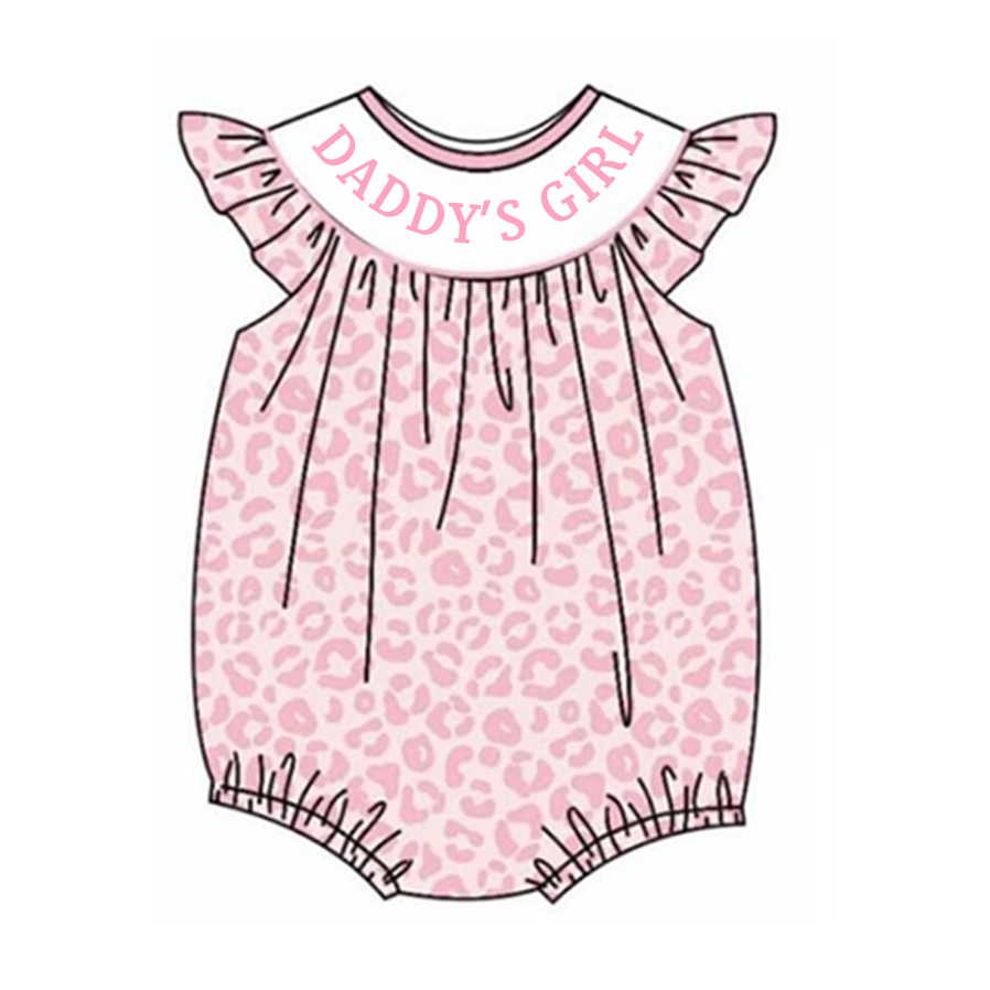 （Pre Order）Baby Girls Summer Pink Leopard Print Smocked Romper