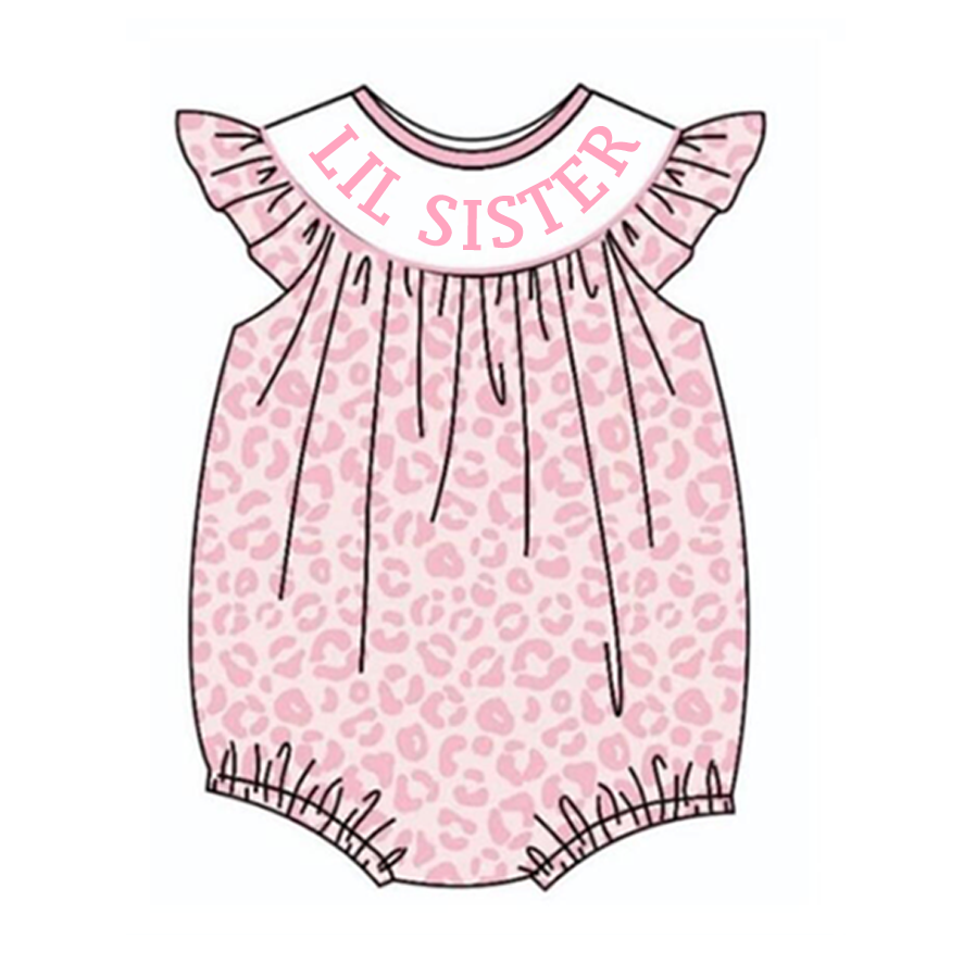 （Pre Order）Baby Girls Summer Pink Leopard Print Smocked Romper