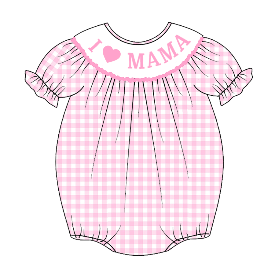 （Pre Order）Baby Girls Pink Plaid Embroidery Smocked Romper