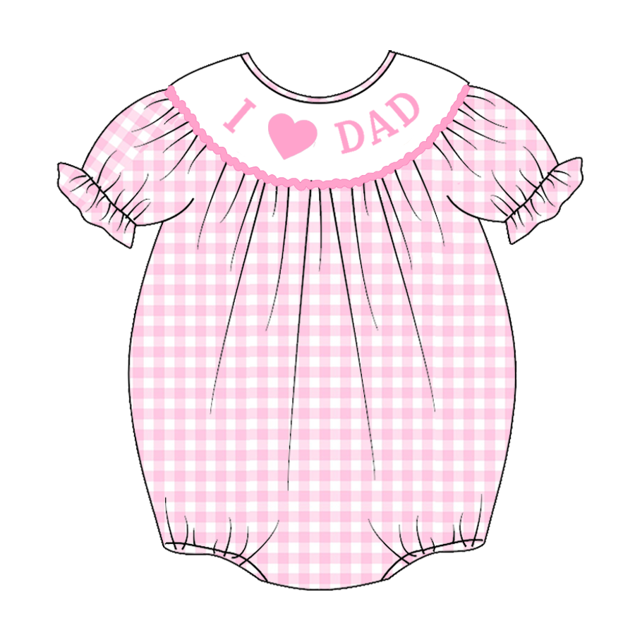 （Pre Order）Baby Girls Pink Plaid Embroidery Smocked Romper