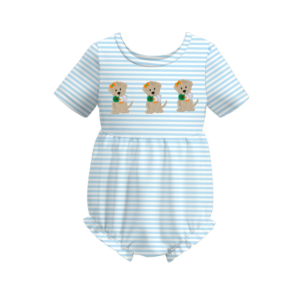 （Pre Order）Baby Girls Blue Stripe Embroidery Romper