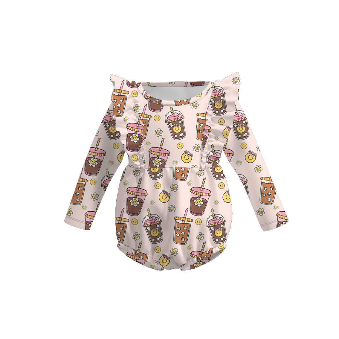 （Pre Order）Baby Girls Coffee Or Lattes Print Romper