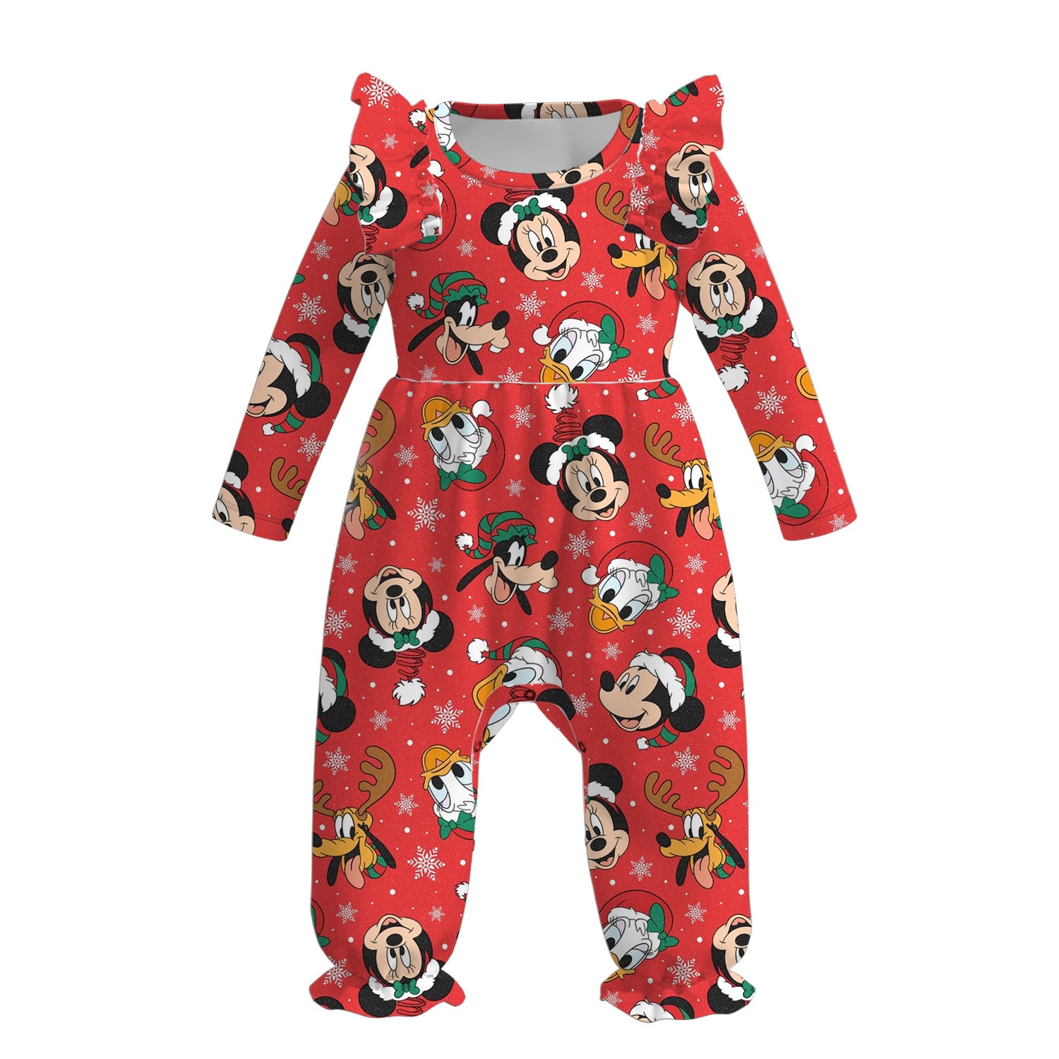 （Pre Order）Baby Girls Christmas Cartoon Print Romper