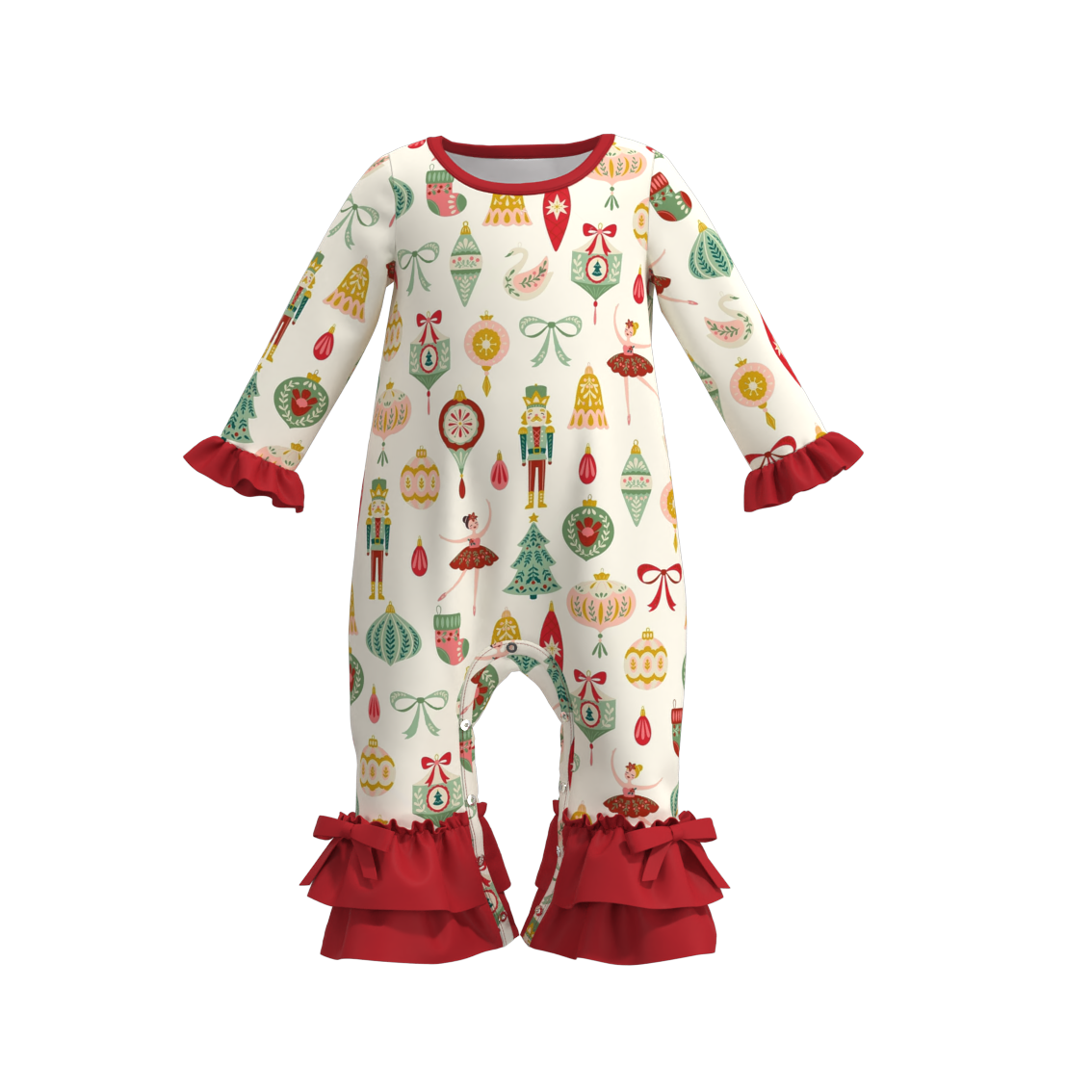 （Pre Order）Baby Girls Christmas Print Romper