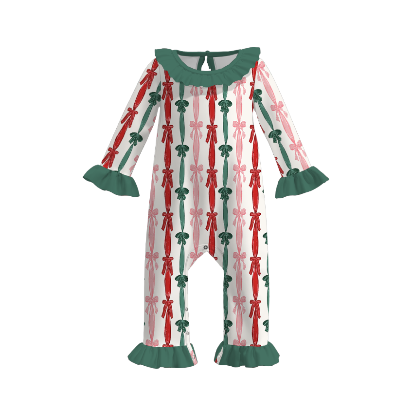 （Pre Order）Baby Girls Christmas Cartoon Print Romper