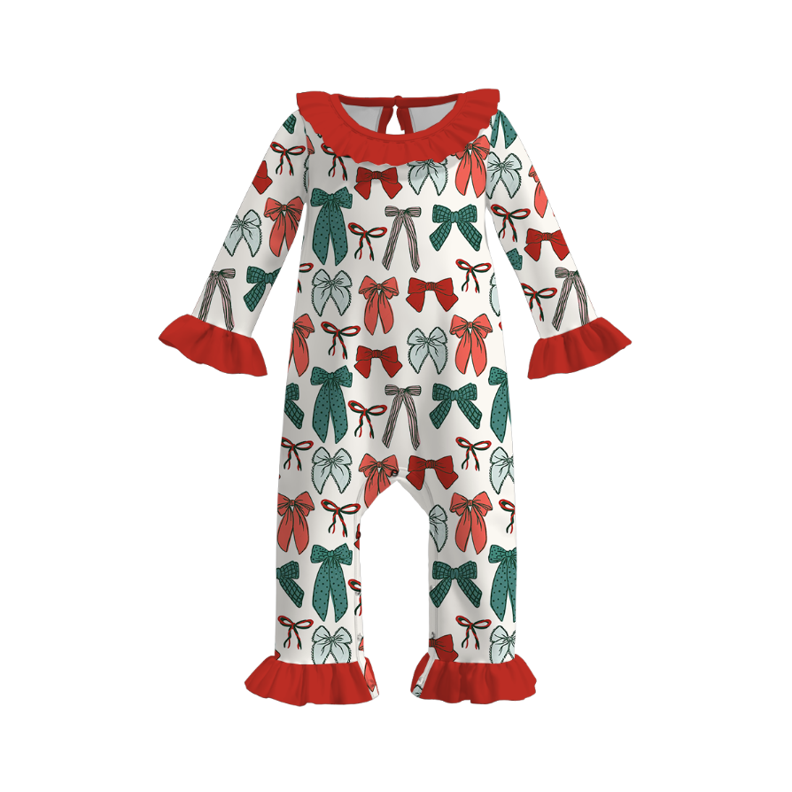 （Pre Order）Baby Girls Christmas Cartoon Print Romper