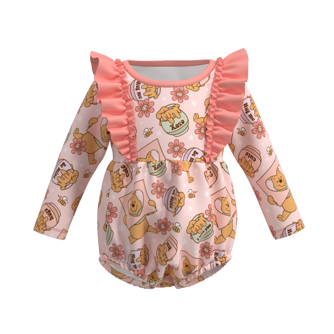 （Pre Order）Baby Girls Valentine's Day Cartoon Print Romper