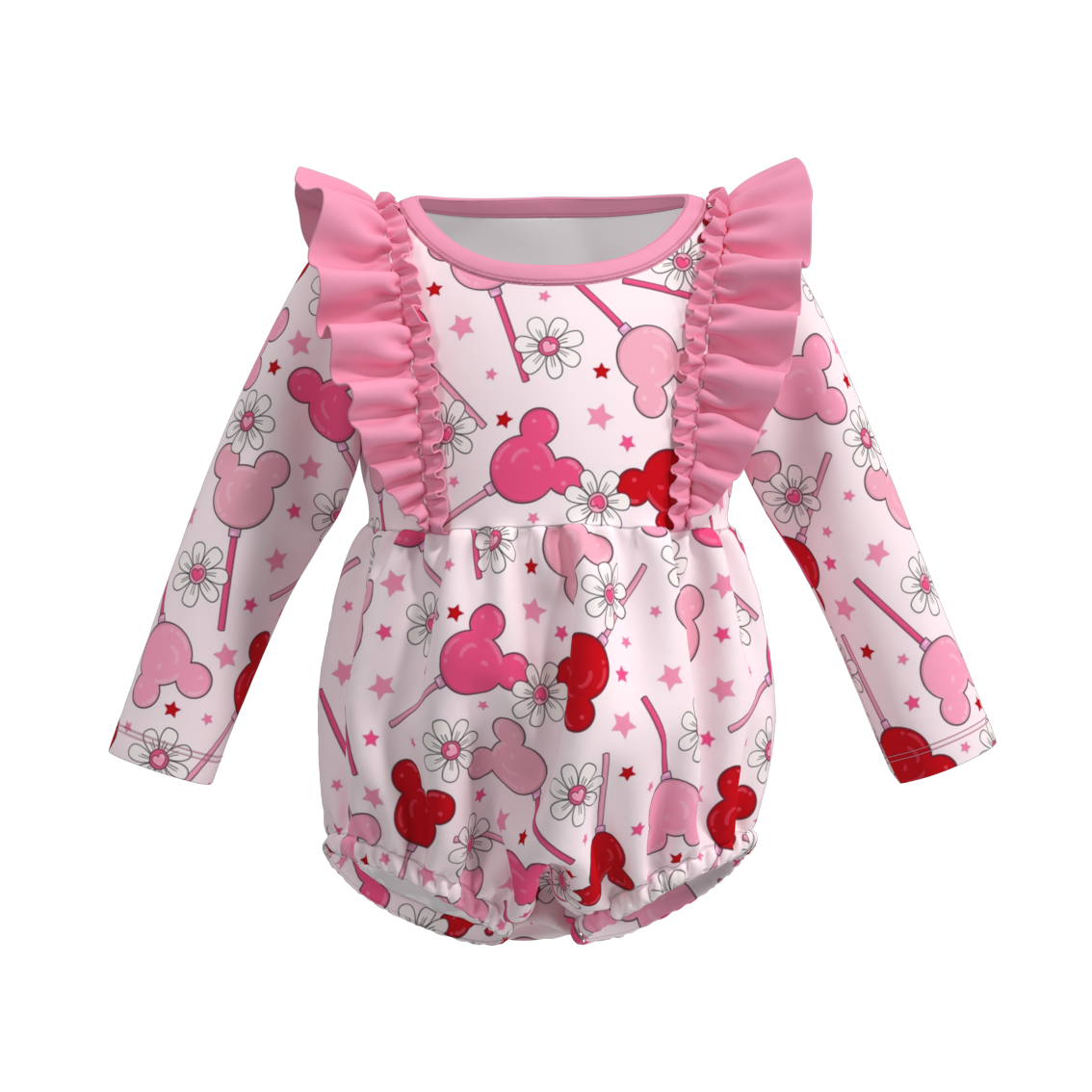 （Pre Order）Baby Girls Valentine's Day Cartoon Print Romper