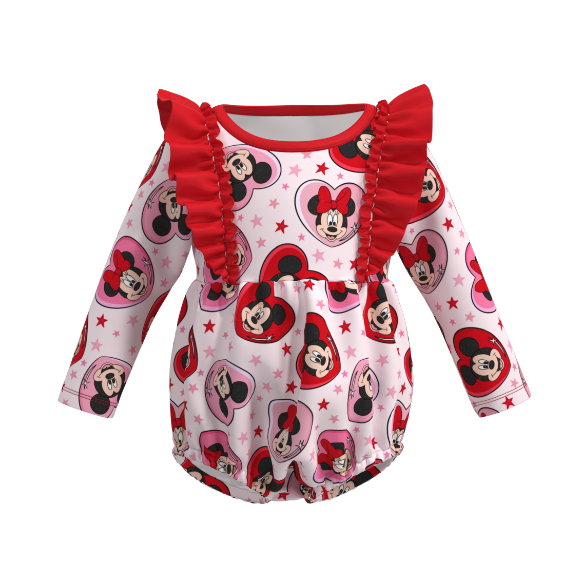 （Pre Order）Baby Girls Valentine's Day Cartoon Print Romper