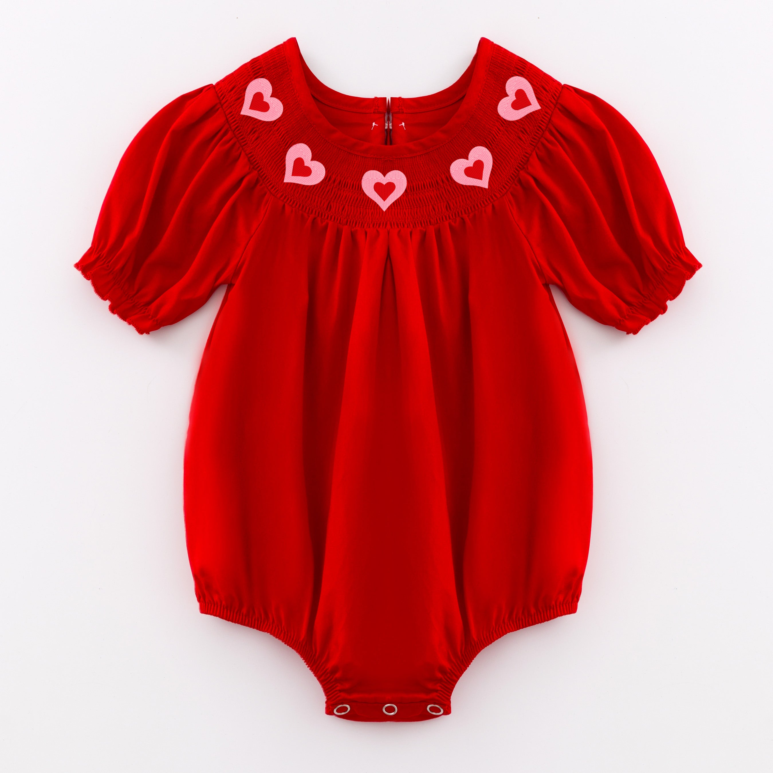 （Pre Order）Girls Valentine's Day Embroidery Smocked Dress and Romper