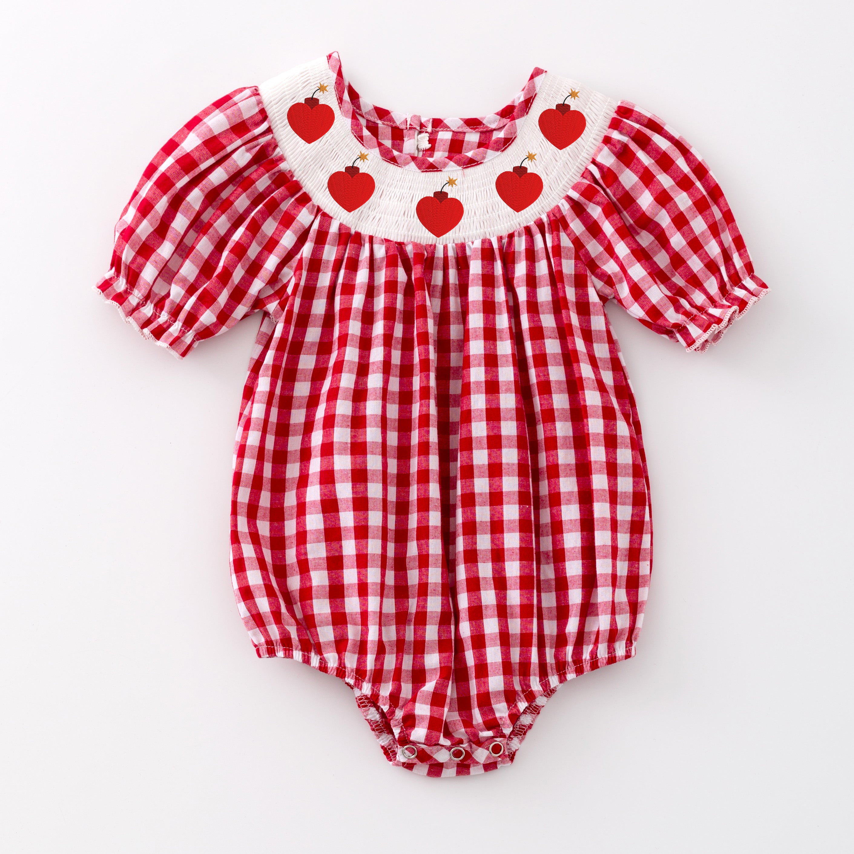 （Pre Order）Girls and Boys Valentine's Day Embroidery Smocked Dress Romper Outfit