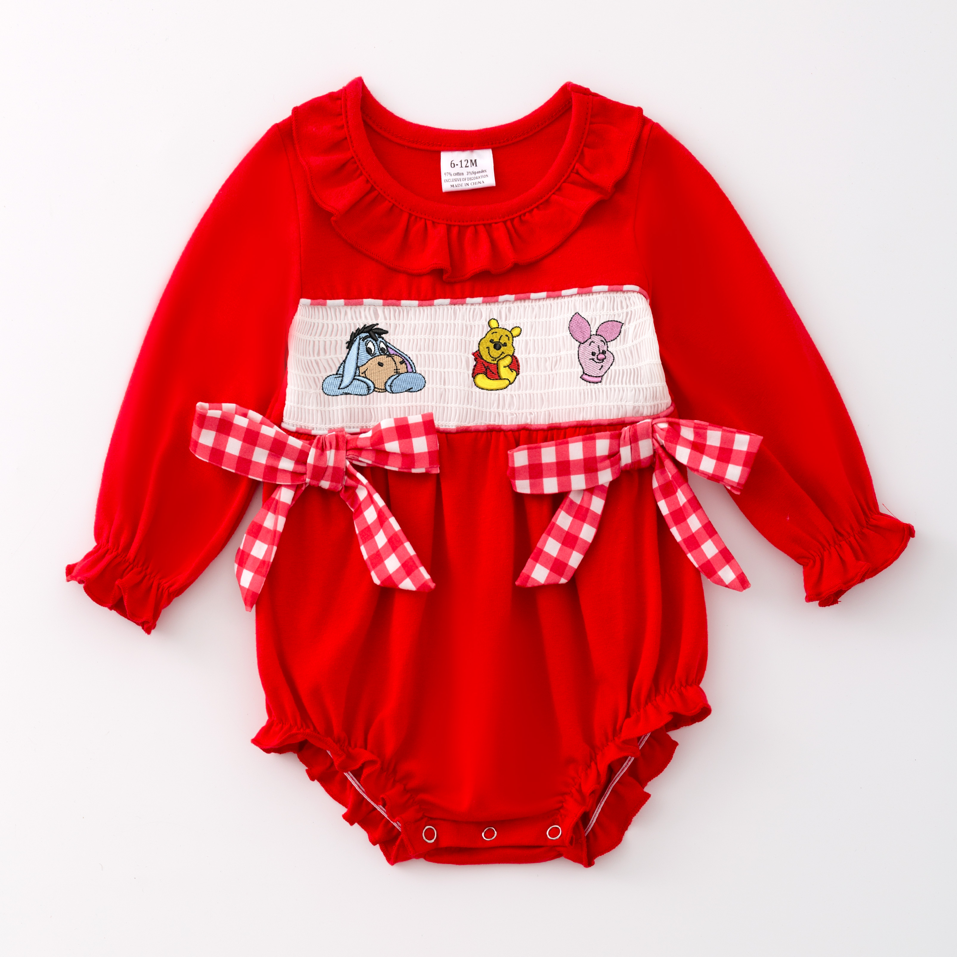 （Pre Order）Baby Girls Christmas Embroidery Smocked Romper