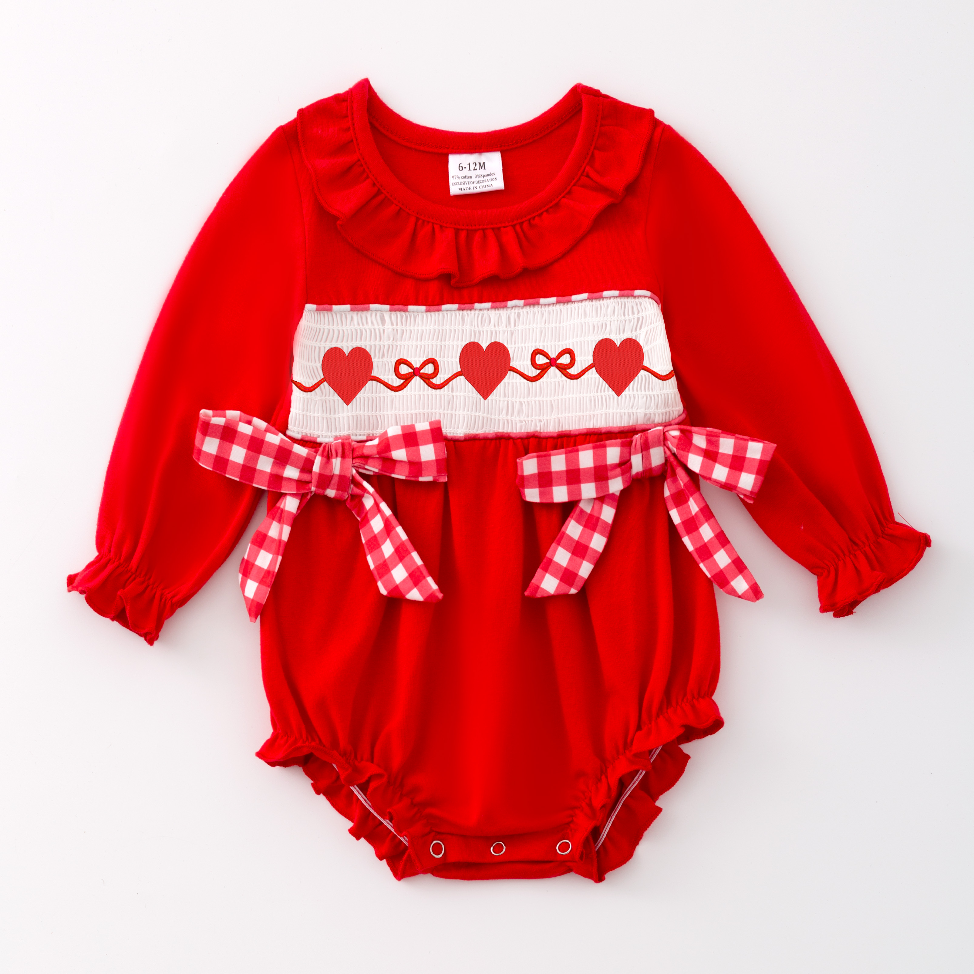 （Pre Order）Girls and Boys Valentine's Day Embroidery Smocked Dress Romper Outfit