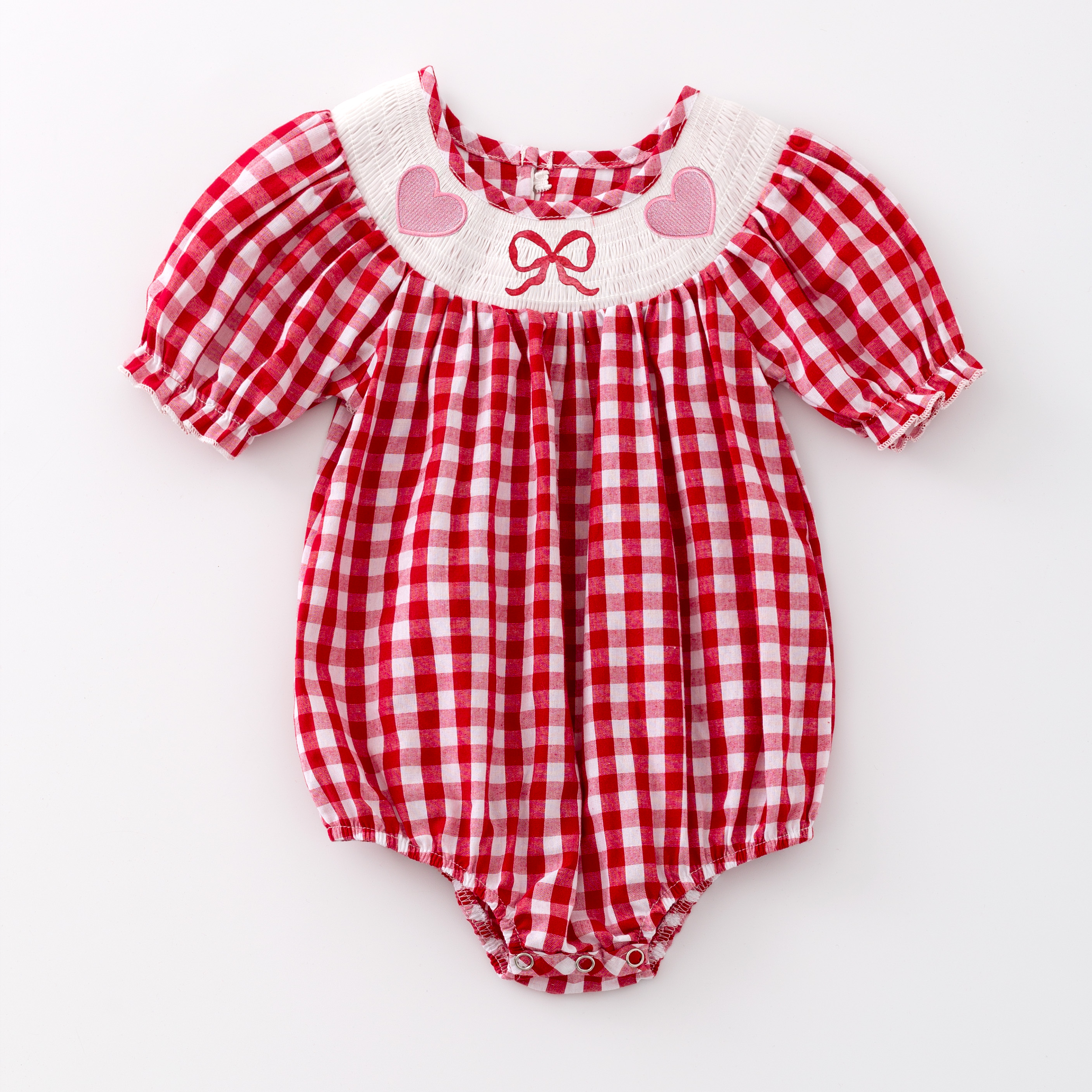 （Pre Order）Girls Valentine's Day Embroidery Smocked Dress and Romper