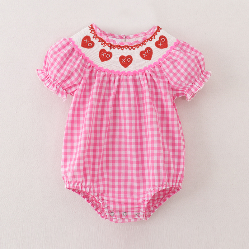 （Pre Order）Girls Valentine's Day Embroidery Smocked Dress and Romper