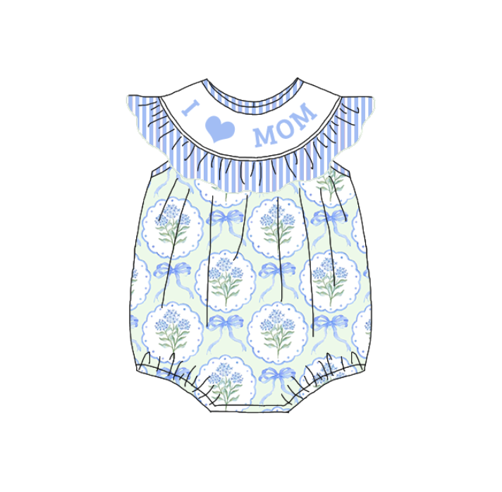 （Pre Order）Sisters Spring and Summer I♥MAMA Embroidery Smocked Dress＆Romper