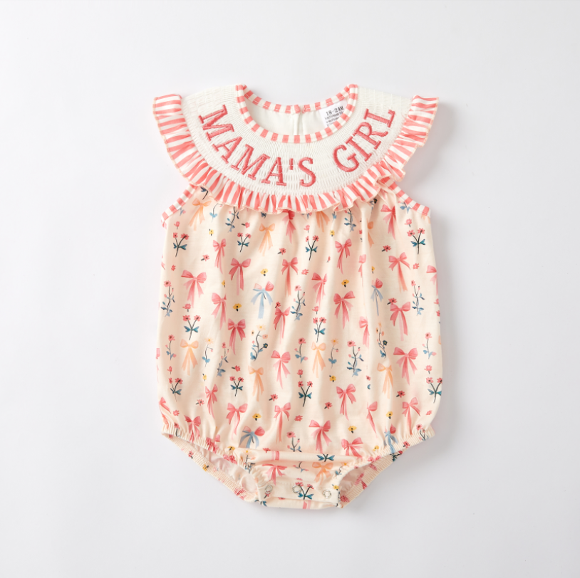 （Pre Order）Mommy and Me Spring ＆ Summer Embroidery Smocked Dress and Romper