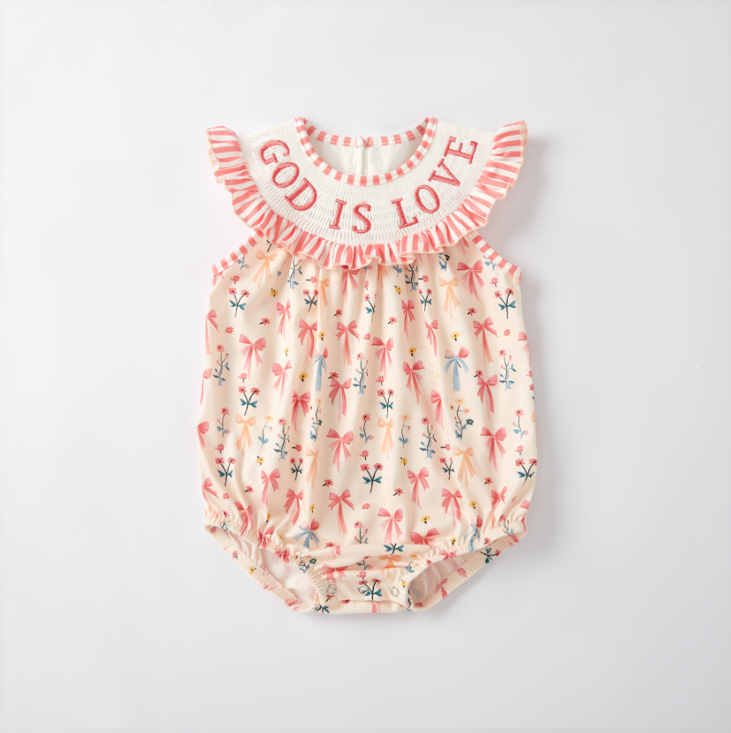 （Pre Order）Mommy and Me Spring ＆ Summer Embroidery Smocked Dress and Romper