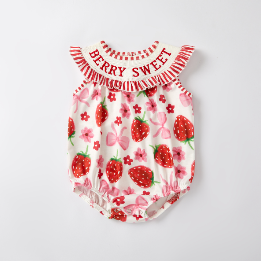 （Pre Order）Sisters Spring and Summer BERRY SWEET Embroidery Smocked Dress＆Romper