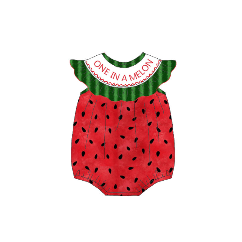 （Pre Order）Sisters Spring and Summer Watermelon Embroidery Smocked Dress＆Romper